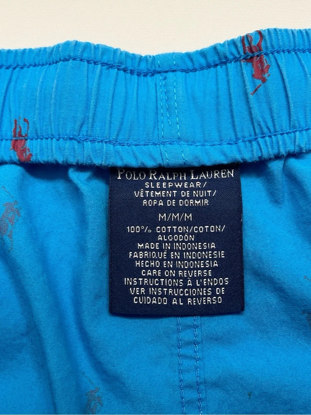 Polo Ralph Lauren Sleepwear Pants Mens Size Medium Blue All-over Print